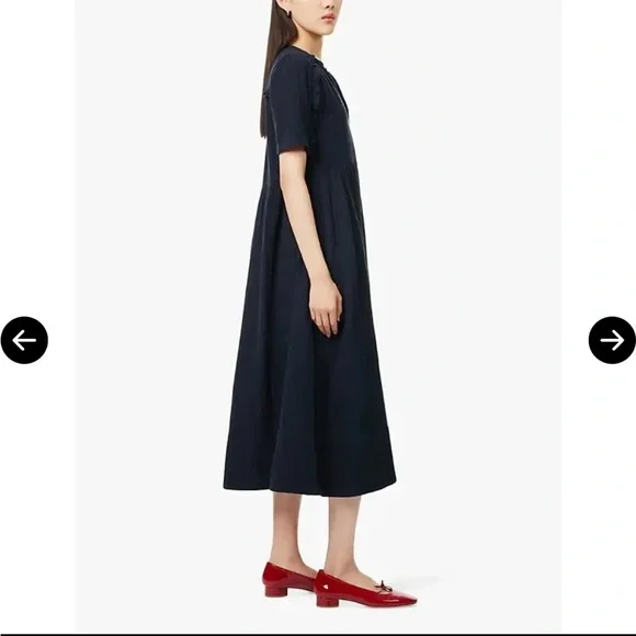 ME+EM Cheesecloth V-Neck Cotton‎ Shirt Dress